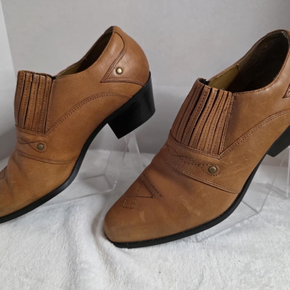 Dingo Women's DI02218 Western Ankle-Boots Size 8M Brown Leather Cowgirl Booties - Picture 4 of 14
